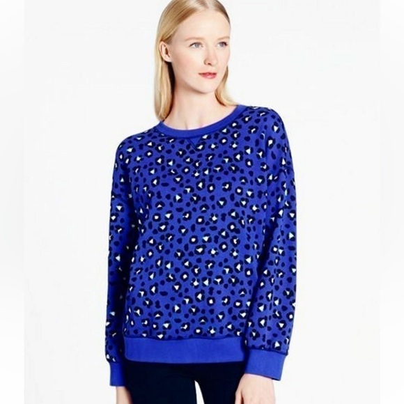Kate Spade CYBER Cheetah Tokyo Sweatshirt 100% Cotton Purple Size XS Preppy - Picture 1 of 9